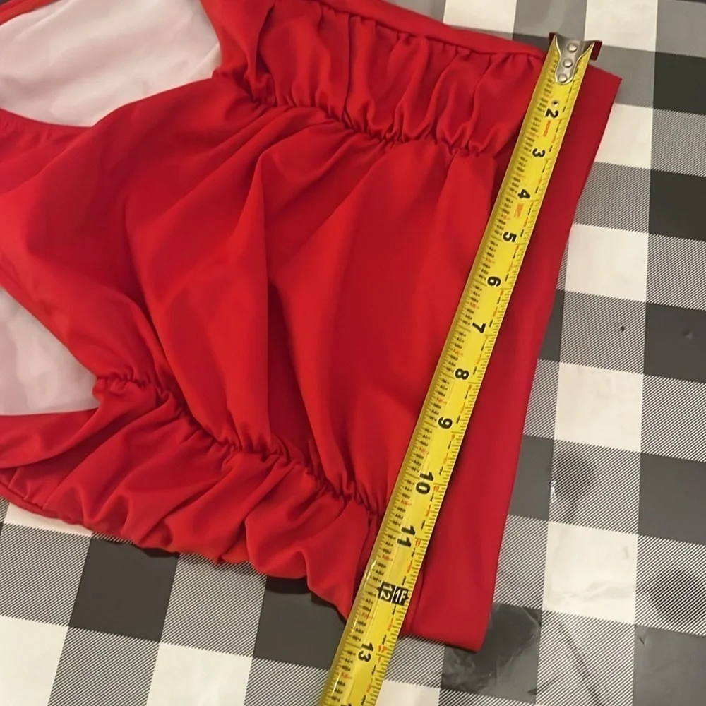 Cocoship Women’s Retro High Rise Red Bikini Bottoms Rockabilly 50’s Size Medium